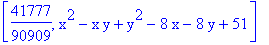 [41777/90909, x^2-x*y+y^2-8*x-8*y+51]